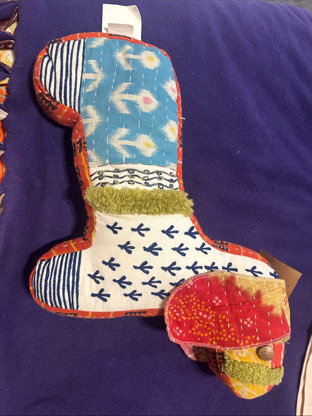 Handmade Patchwork Plush dog Pillow - Multicolor NWT